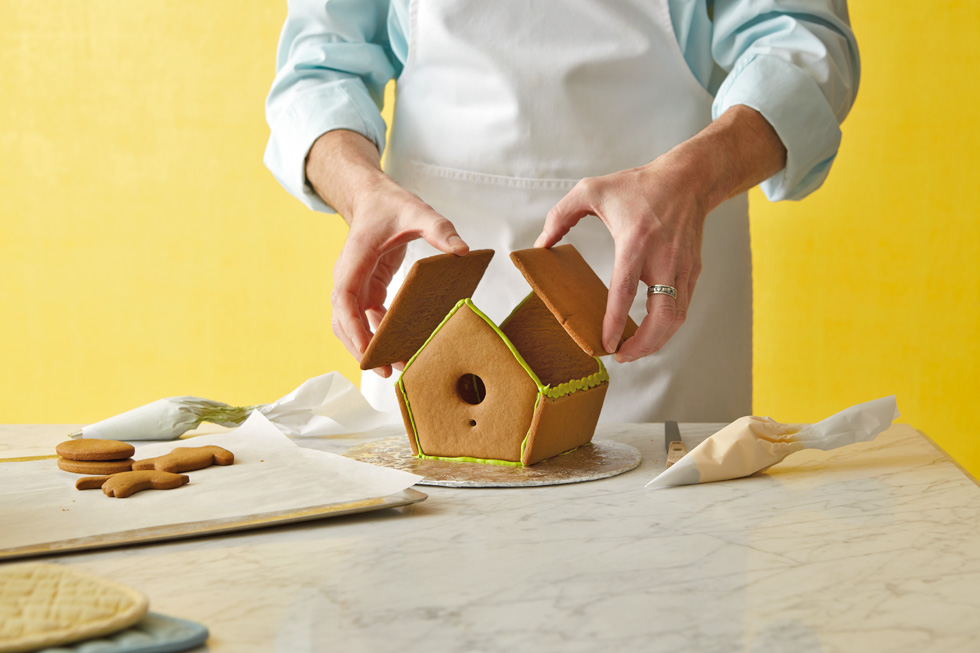 Gingerbread House Ideas & Step-by-Step: Construct roof @hallmarkstores @hallmarkstoresIdeas