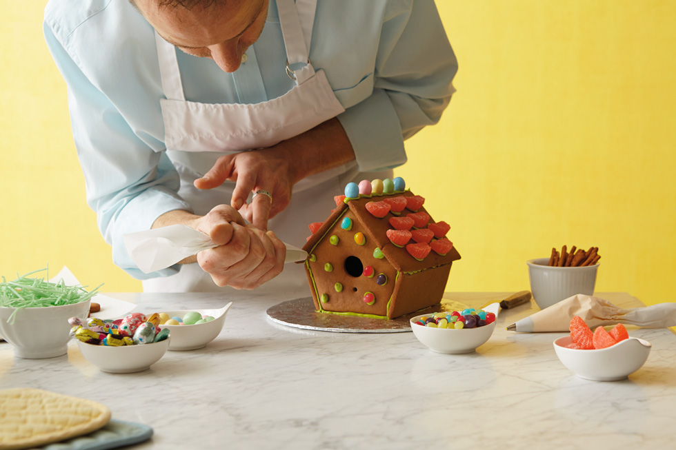 Gingerbread House Ideas & Step-by-Step: Add candy to house panels @hallmarkstores @hallmarkstoresIdeas