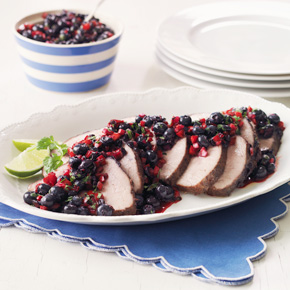 Blueberry Recipes: Glazed Pork Loin with Blueberry Salsa #MyHallmark #MyHallmarkIdeas