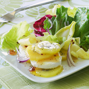 Winter Salad Recipes: Mixed Greens with Golden Kiwis & Goat Cheese #MyHallmark #MyHallmarkIdeas