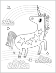 Free Printable Valentine's Day Coloring Pages: Star-Studded Unicorn