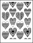 Free Printable Valentine's Day Coloring Pages: Pitter-Pattern Hearts #MyHallmark #MyHallmarkIdeas
