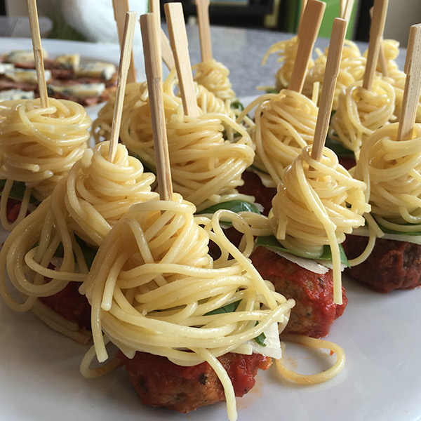Spaghetti and meatballs on a stick recipe