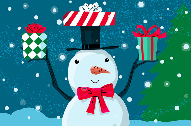 Snowman with gifts