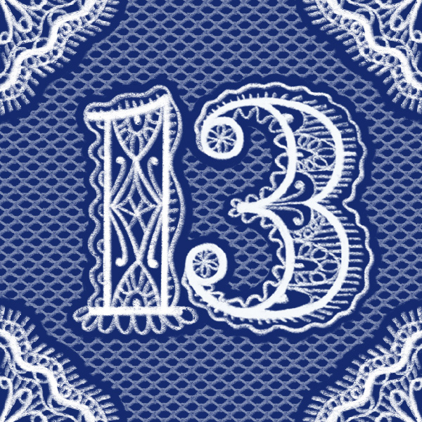 Number 13 with symbols for lace [Anniversary Gifts by Year]
