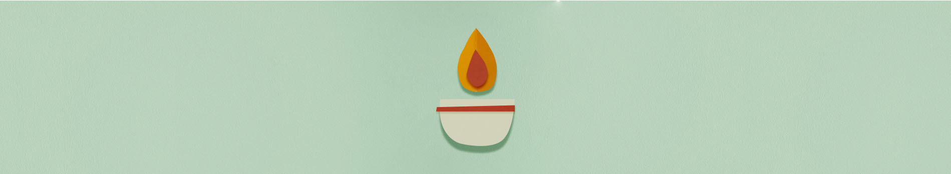 A paper cut candle shape on a mind colored background