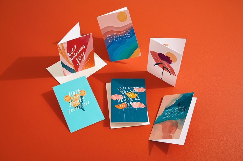 A grouping of six greeting cards from the Morgan Harper Nichols Real Stories Collection.