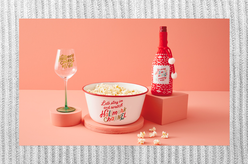 Gift ideas for a Besties Only Hallmark Channel movie night include a popcorn bowl that reads, 
