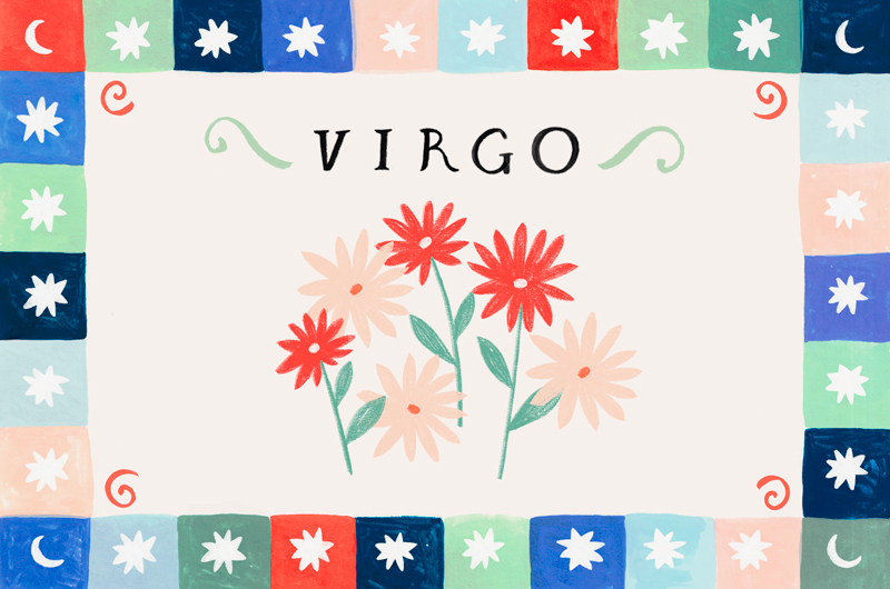 An illustration of flowers, representing the Virgo zodiac sign.