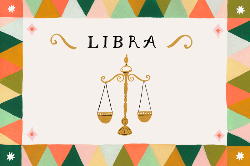 An illustration of a set of scales, representing the Libra zodiac sign.