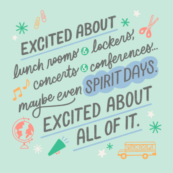 A lettered quote for back to school that reads, 