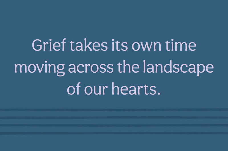 A Valentine's Day grief quote meant for those who have recently lost their spouse or partner; the quote is set in light purple text on a dark blue background and reads, 