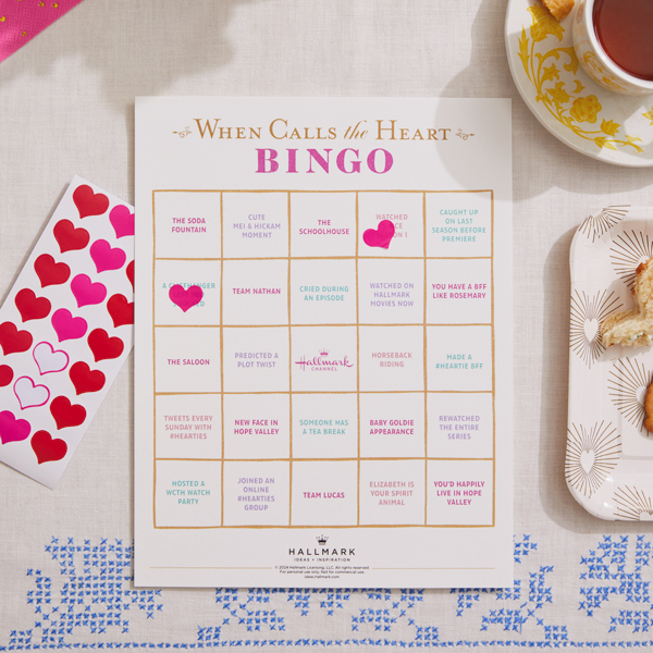 A free downloadable When Calls the Heart bingo sheet.
