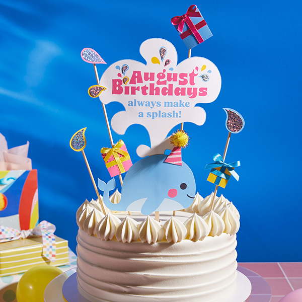 An August birthday cake topper that says, 