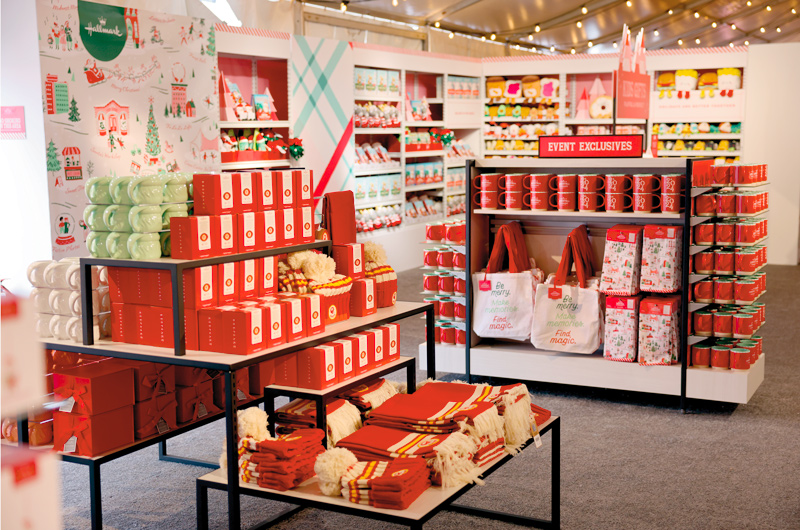 Products displayed at the Hallmarket during the 2024 Hallmark Christmas Experience.