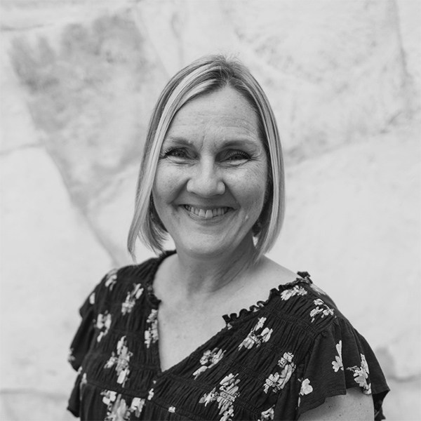 A black and white portrait of DaySpring contributing author Dawn Camp.