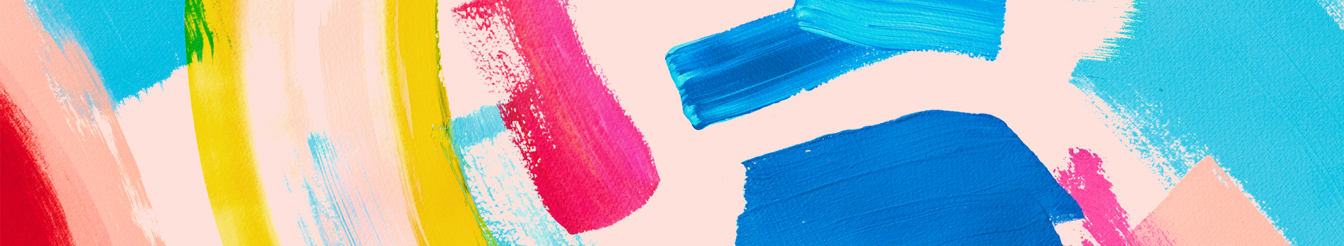 A colorful collage of bold markings on a light pink background.