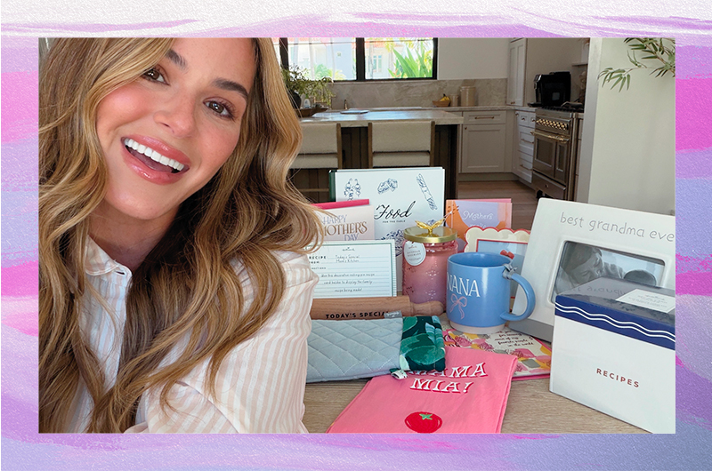 JoJo Fletcher posing for a selfie with the Hallmark Mother's Day gifts she's selected for her mom, mom-friends, and other important moms and mother figures in her life.
