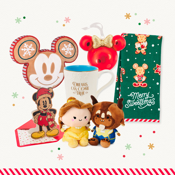 A collection of Disney-themed cards, decor and gifts to help you share Disney magic this Christmas season.